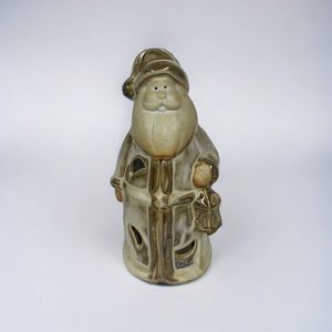 Santa Claus Tealight Candle Holder Northern Lights at Home Tan Cream Christmas